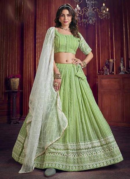 Pista Green Colour MOON WALK Fancy Designer Wedding Wear Redymade Lahenga Choli Collection 1003